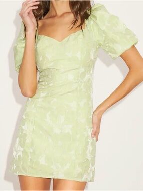 Lulu's Green Floral Puff-Sleeve